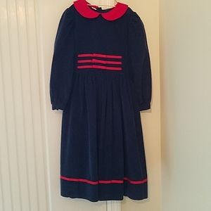 Girls navy and red dress